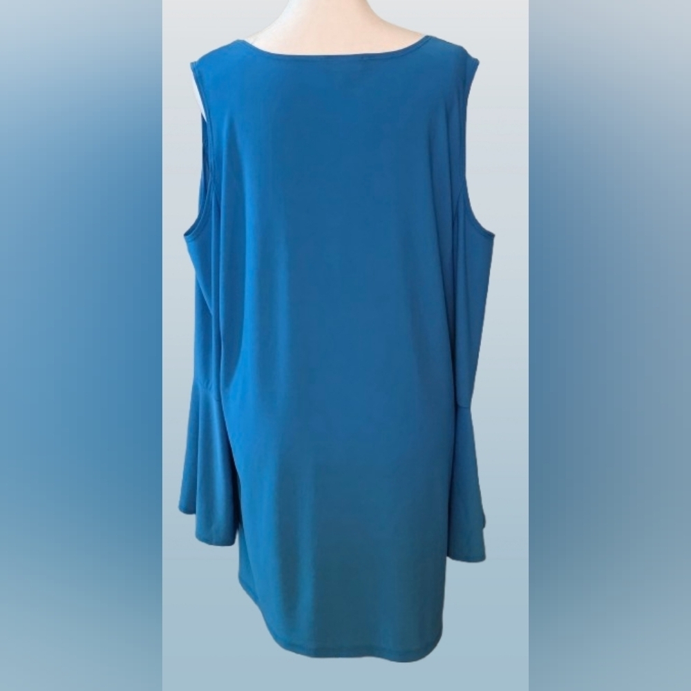 📣 Slinky Brand Set Tunic 💙 Blouse Cold Shoulder Elastic Pants👖 XL NWOT 😍 🆕 - Picture 4 of 9